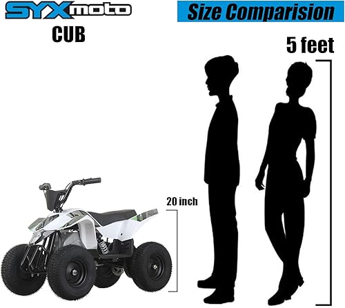 Miniatura 7 de SYX MOTO ATV CUB Electric Mini Dirt Quad 4 ruedas aprobado por la EPA para niños de hasta 110 libras, color blanco