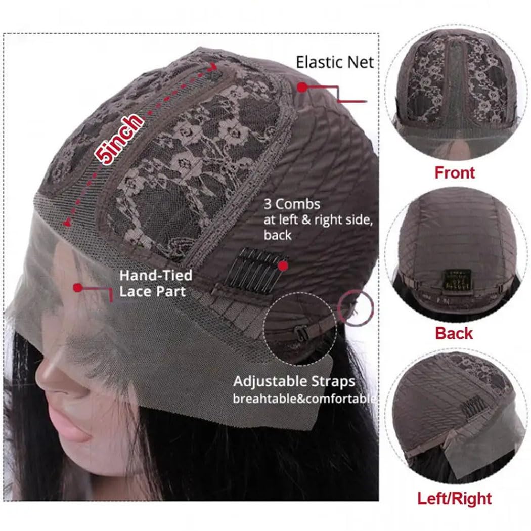 Parrucche anteriori in pizzo brasiliano dritto da donna, capelli umani Glueless trasparenti, densità 180%, for la festa di nozze(20in)