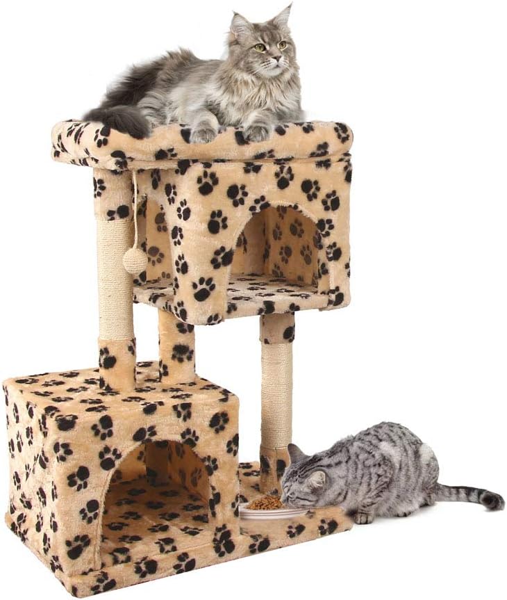 Luxury 33in Cat Activity Trees and Tower, Stable and Sturdy, Cozy and Private, Multi-Purpose Playhouse, Ideal for Medium to Large Breeds