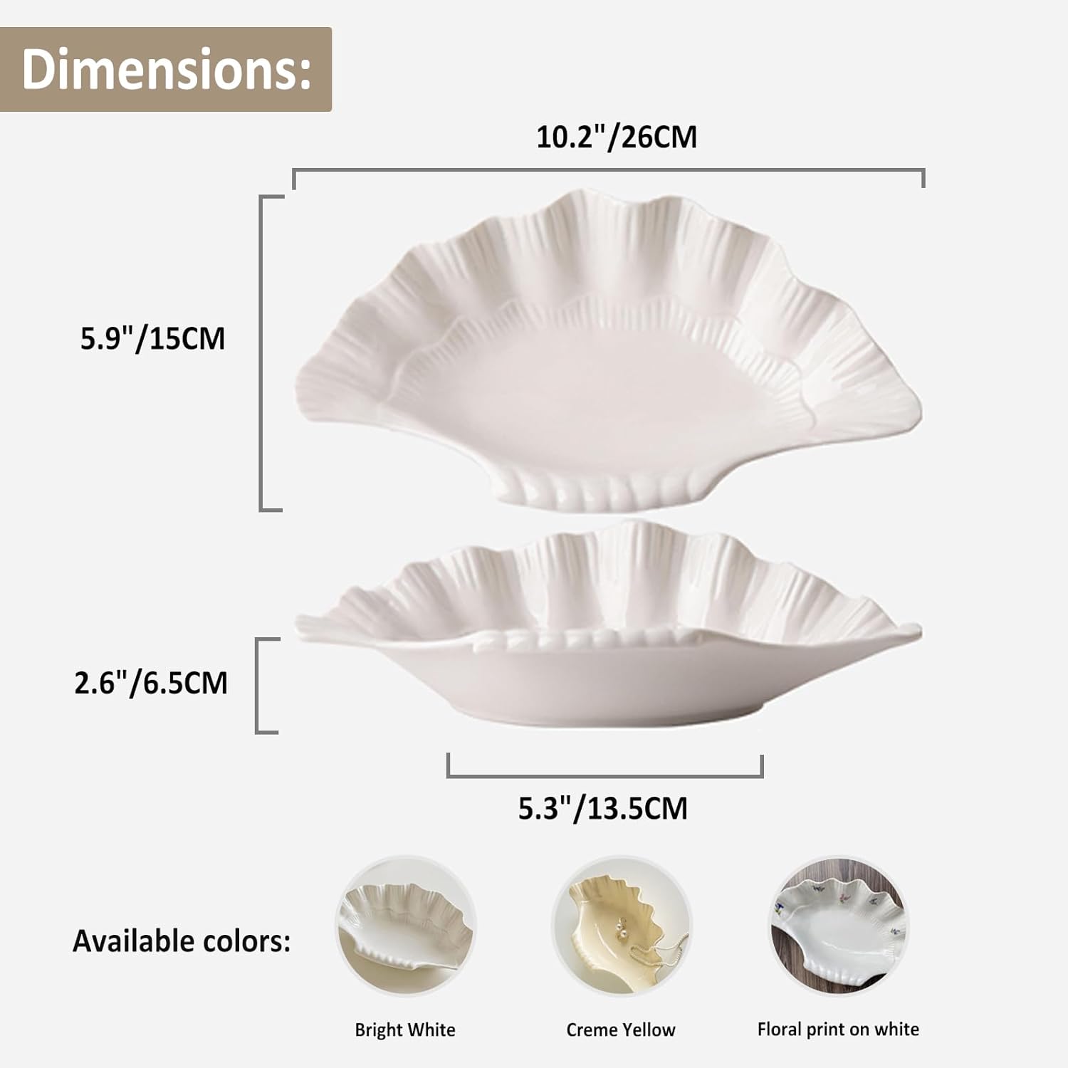 Seashell Ceramic Decorative Bowl Jewelry Dish Tray, Shell-shape Trinket Dish Ring Dish Jewelry Holder, Key Bowl Catch All Bowl for Beach Coastal Room Decor Beachy Party Wedding Shell Decor(White) - Image 5