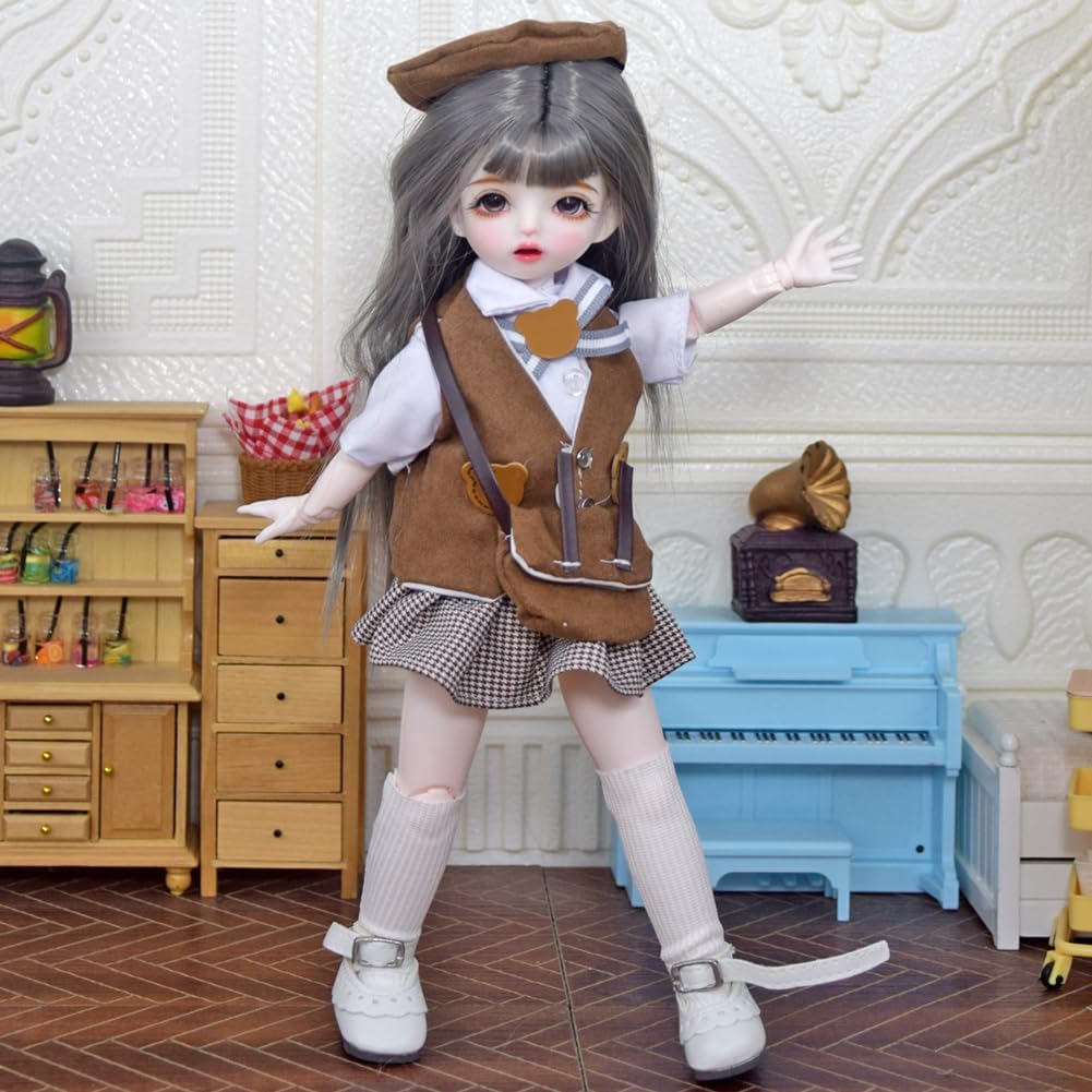 1/6 SD Dolls 11.8 Inch Ball Jointed Doll DIY Toys Include Clothes Outfits Shoes Wig Hair Makeup Girls Gift (13#)