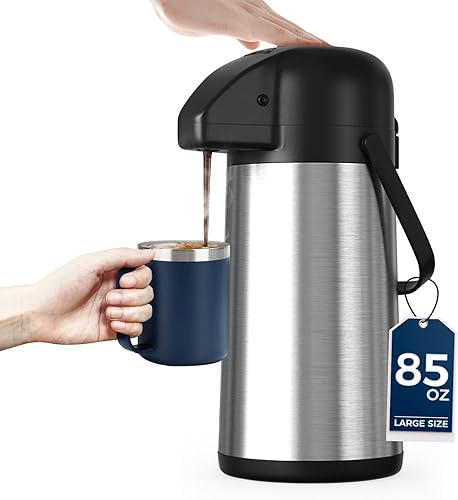 Miniatura 1 de Jarra de café para mantener el calor  Dispensador de café Airpot de 85 onzas  2.5 L con bomba  Termo de café grande para bebidas calientes, té