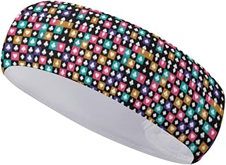 Adults Colorful Poker Icon Pattern Sports Headband Sweatband, Athletic Hair Head Headwrap Wrap in Thick Towel with Magic Tape and for Gym Running, Fitness Sweat Sweatband