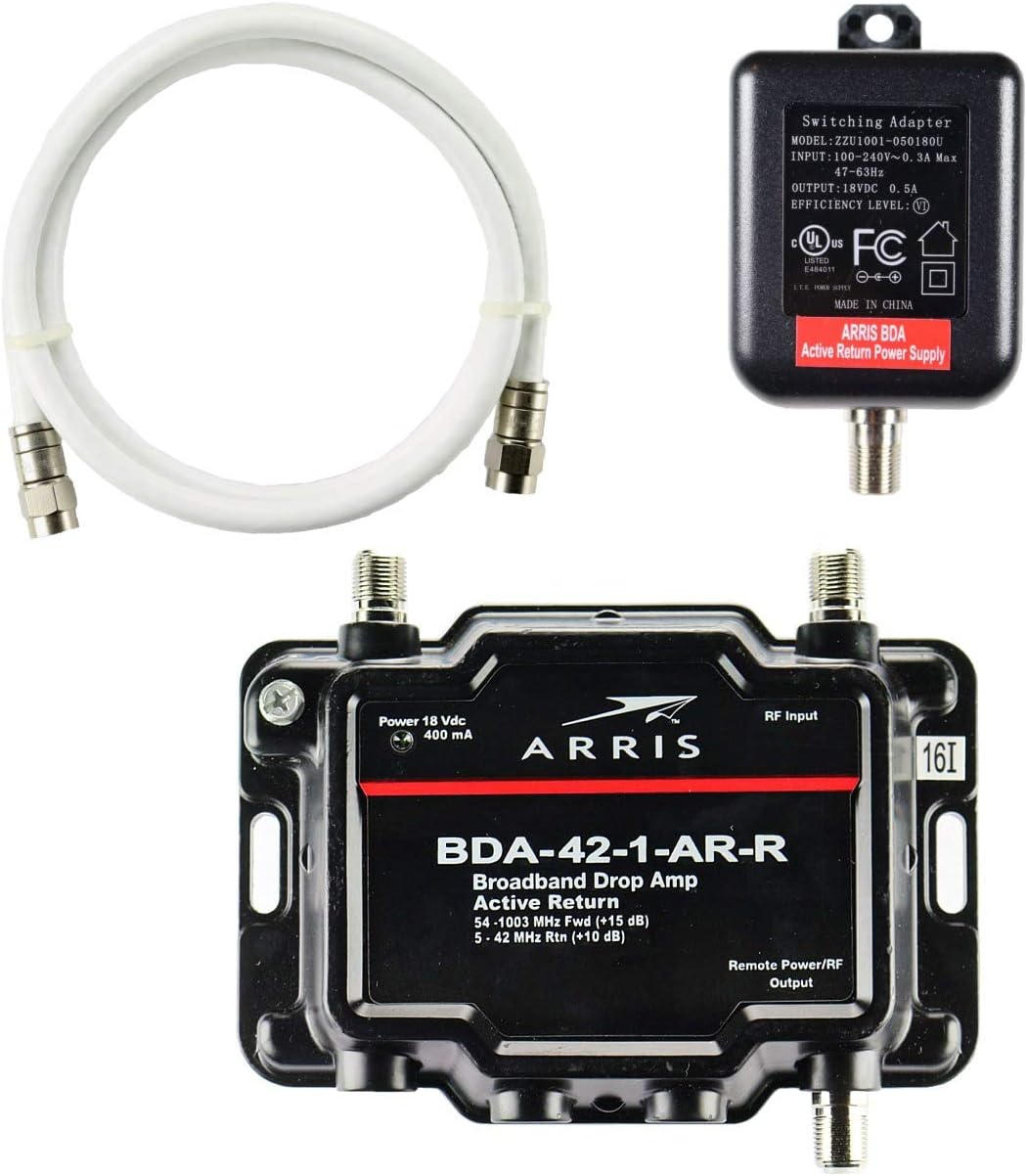 Arris 1-Port , Modem, TV, OTA, HDTV Amplifier Signal Booster with Active Return And Coax Kit