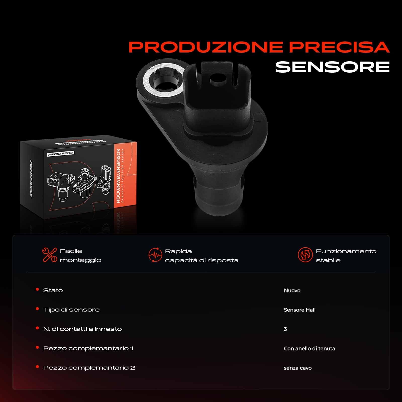Frankberg Sensore Posizione Albero a Camme 3-Poli Compatibile con Serie 1 F20 Serie 1 E81 X1 E84 2 Active Tourer F45 Serie 3 Touring F31 Replace# 13627525014