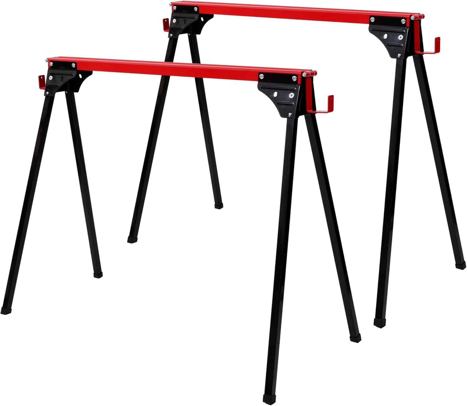 Saw Horses 2 Pack, Folding Portable Work Horse with Fast Open Legs, Heavy Duty Steel Sawhorse for Garage, Workshop, Fully Assembled