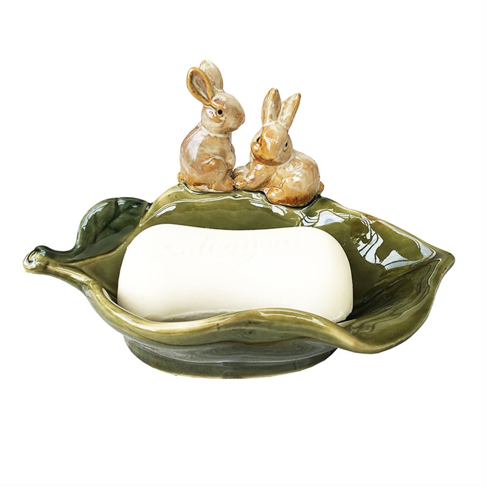 Jabonera Baño Lindo Conejito de Porcelana Amantes jabón Plato Decorativo cerámica Liebre Liebre sostenedor de jabón Adorno de baño Regalo Accesorios de artesanía Jabonera Ducha