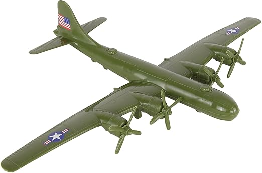 TimMee WW2 B-29 Superfortress Bomber Plane - OD Green Plastic Army Men Aircraft