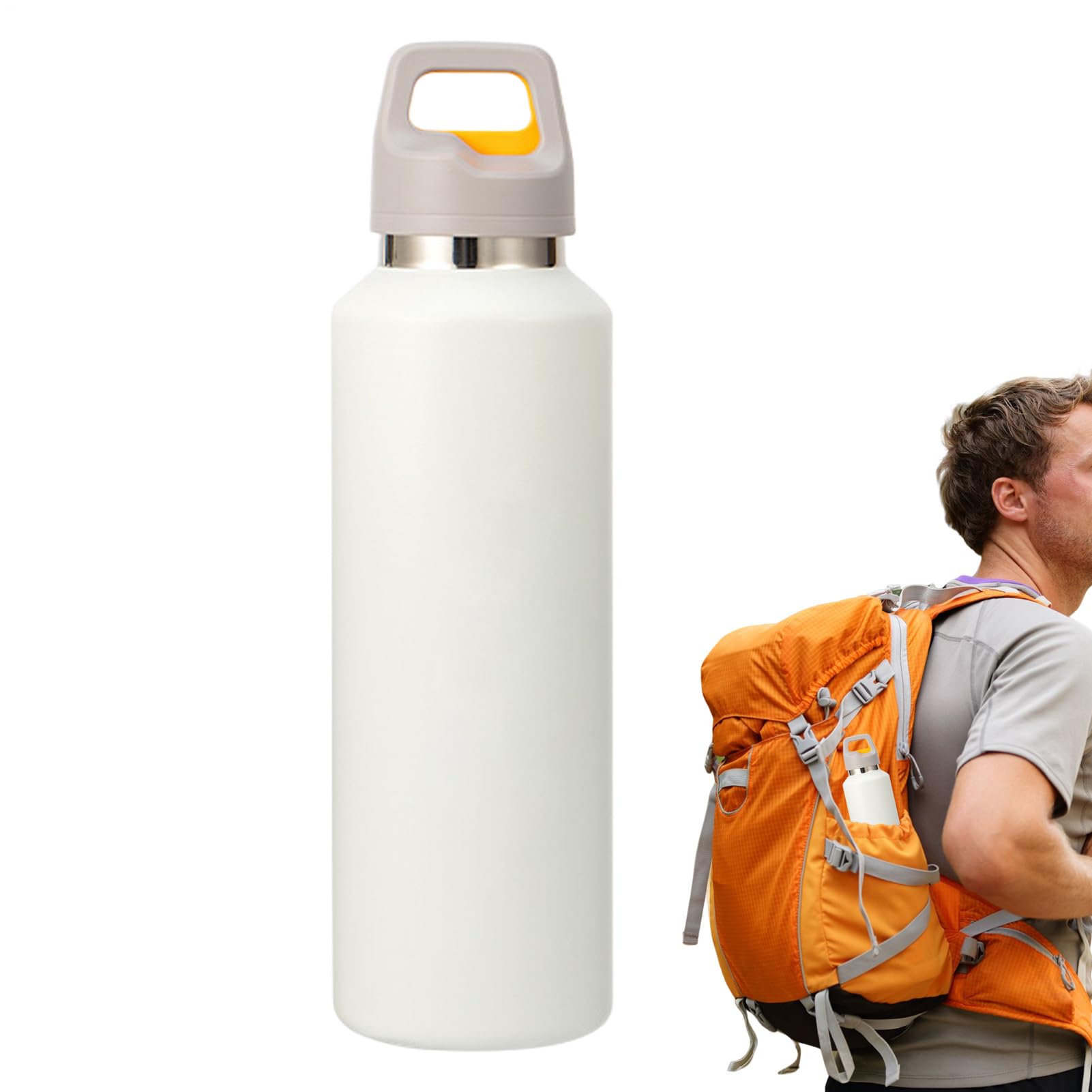Borraccia in Metallo 600ml Acciaio Inossidabile con Apertura Facile | Borraccia Termica Isolata per Bevande per Sport Viaggio Ciclismo Escursionismo Ufficio Casa Palestra Tè Caffè Latte