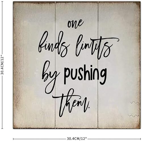 Miniatura 2 de Yinrune Decorative Wood Signs Plaques One Finds Limits by Pushing Them Retro Welcome Sign Motivational Gift Garden Signs for Home Laundry Room