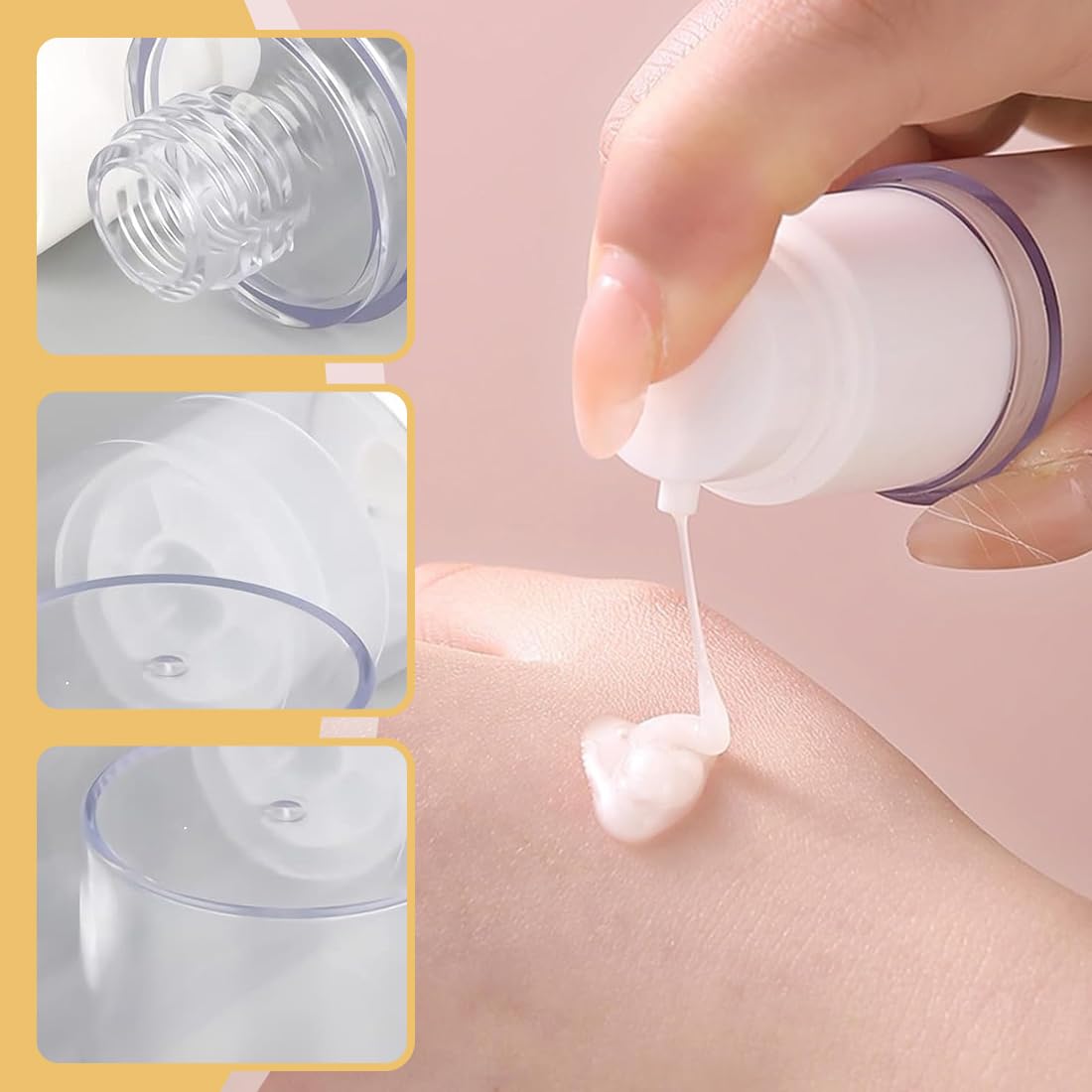 4 dispenser per crema, 5ml, 10 ml, 30 ml, 50 ml, senza senz'aria, Flaconi da Viaggio Trasparente, Airless Contenitore Crema Pump, Dispenser Cosmetico da Riempire, per Lozione, Fondotinta