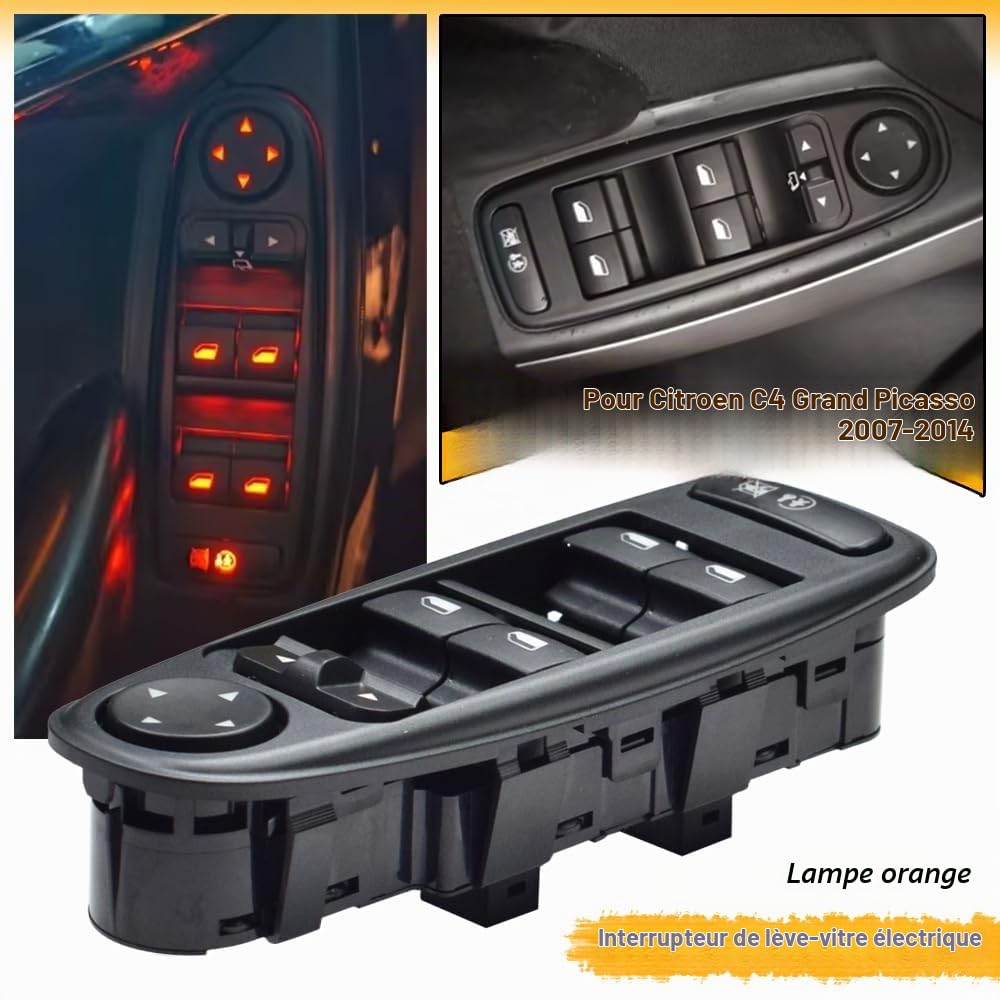 6554.YH Interrupteur principal de lève-vitre électrique avant gauche pour Citroen C4 Grand Picasso 2007-2014 (Avant gauche)