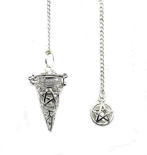 Péndulos de metal curativo para adivinación, péndulo de cobre de acero con cono de cámara de plata Péndulo de bronce de alta energía MP46