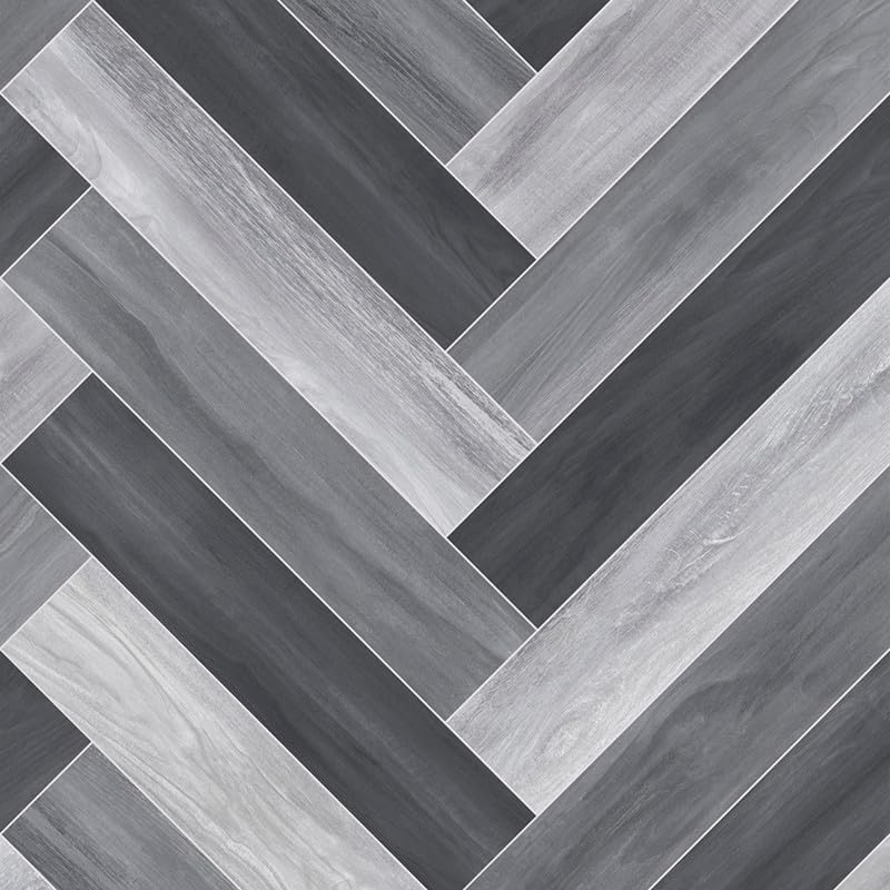 Venice Tile 990D Grey Wood Herringbone Effect Turbo Vinyl Flooring | - 2m x 10m (6ft6" x 32ft9")