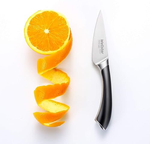 Miniatura 6 de WELLSTAR Cuchillo de pelar, cuchillo de pelar frutas de borde fino de 3.5 pulgadas con hoja forjada de acero inoxidable alemán súper afilada y mango
