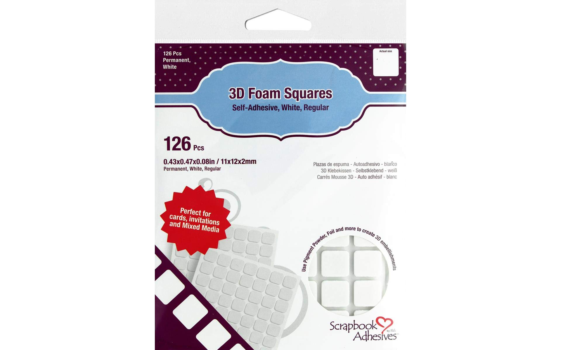 Scrapbook Adhesives 3D Self-Adhesive Foam Squares 126/Pkg-White .5inX.5in