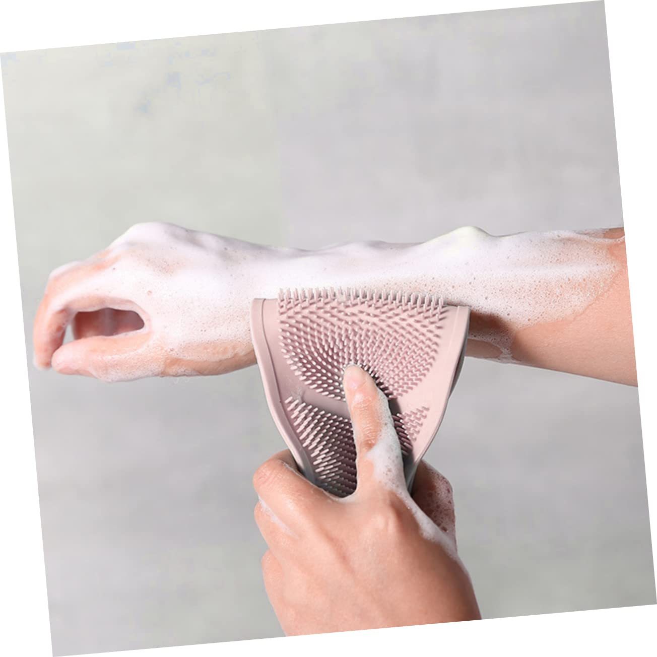 PartyKindom Silicone Shower Scrubber Towel Long Exfoliating Bath Tool with Dual Pull Rings Comfortable and Durable Back Washing Towel for Cleaning Pink