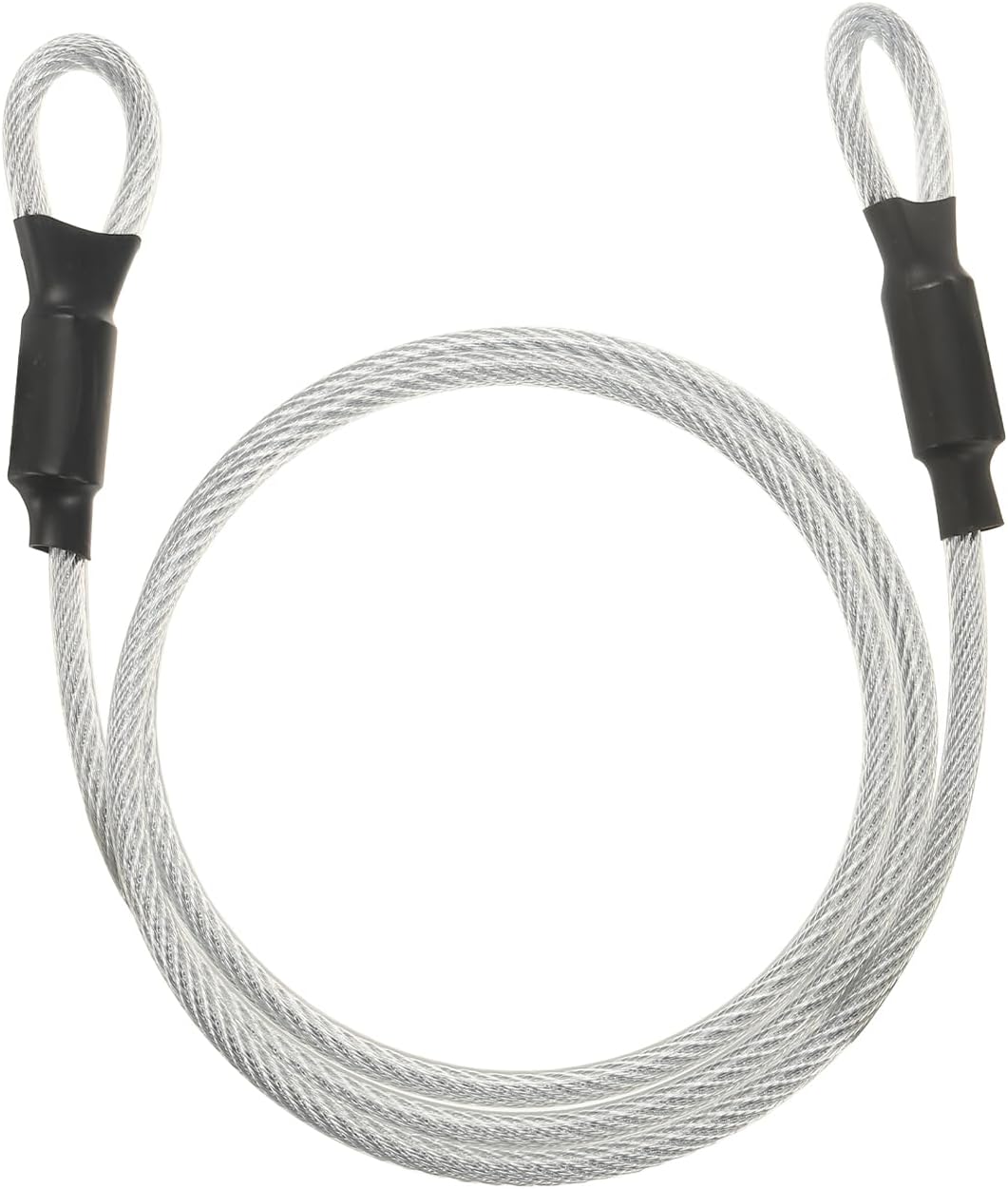 PATIKIL Security Cable Lock (3/16" Dia 3.3ft, Clear) Vinyl Coated Galvanized Steel Flexible Wire Rope Safety Cable Luggage Lock with Double Loops Suit for - Outdoor/Travel/Hanging