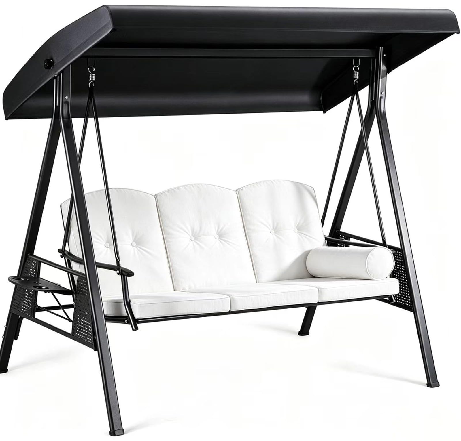 Swing Canopy Replacement Top, Outdoor 3 Seat 210D Thickened Oxford Patio Swinging Canopy Replacement(Black)