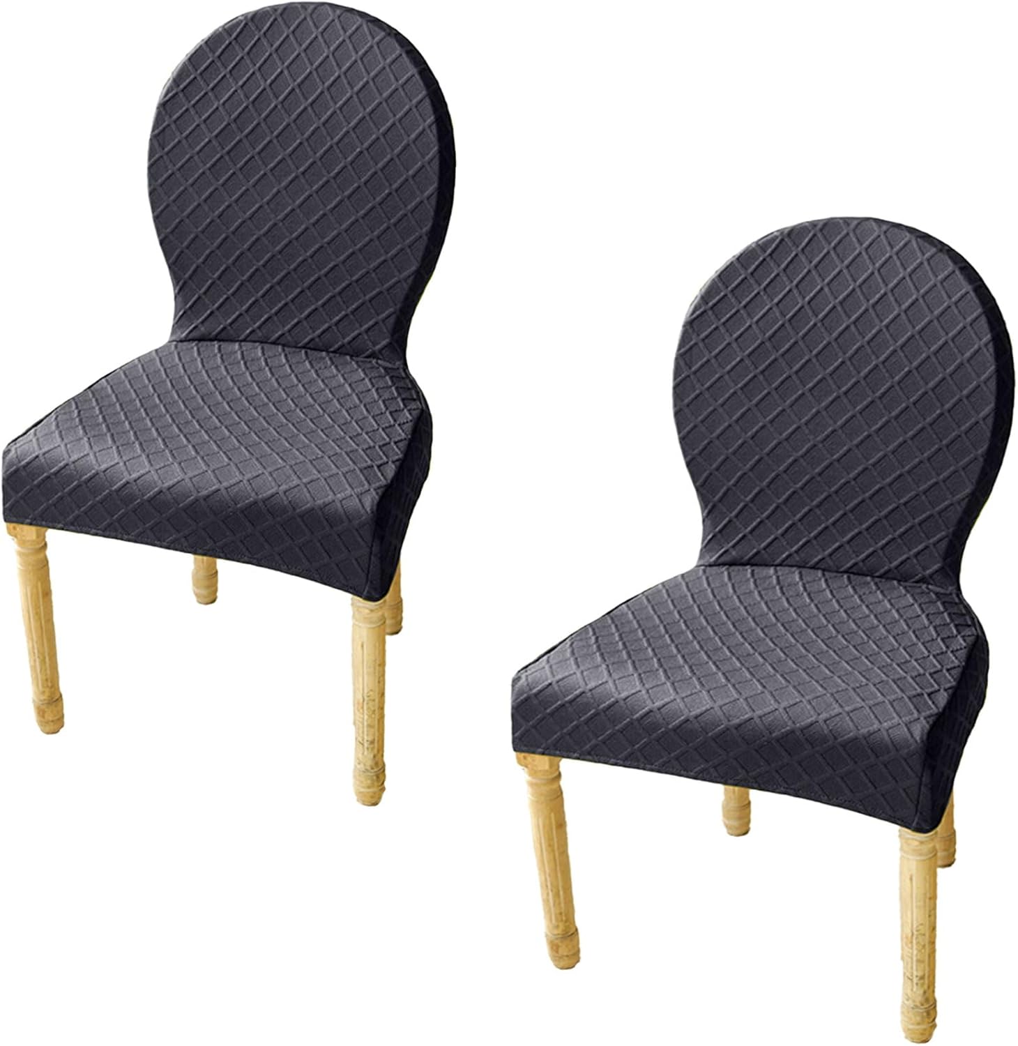 Round Back Dining Chair Slipcovers, Dining Chairs Slipcovers, Round Back Dining Room Chair Slipcovers, Round Back Stretch Curved Back Chair Cover for Dining Room Banquet Home Decor (Dark Gray,2pc)