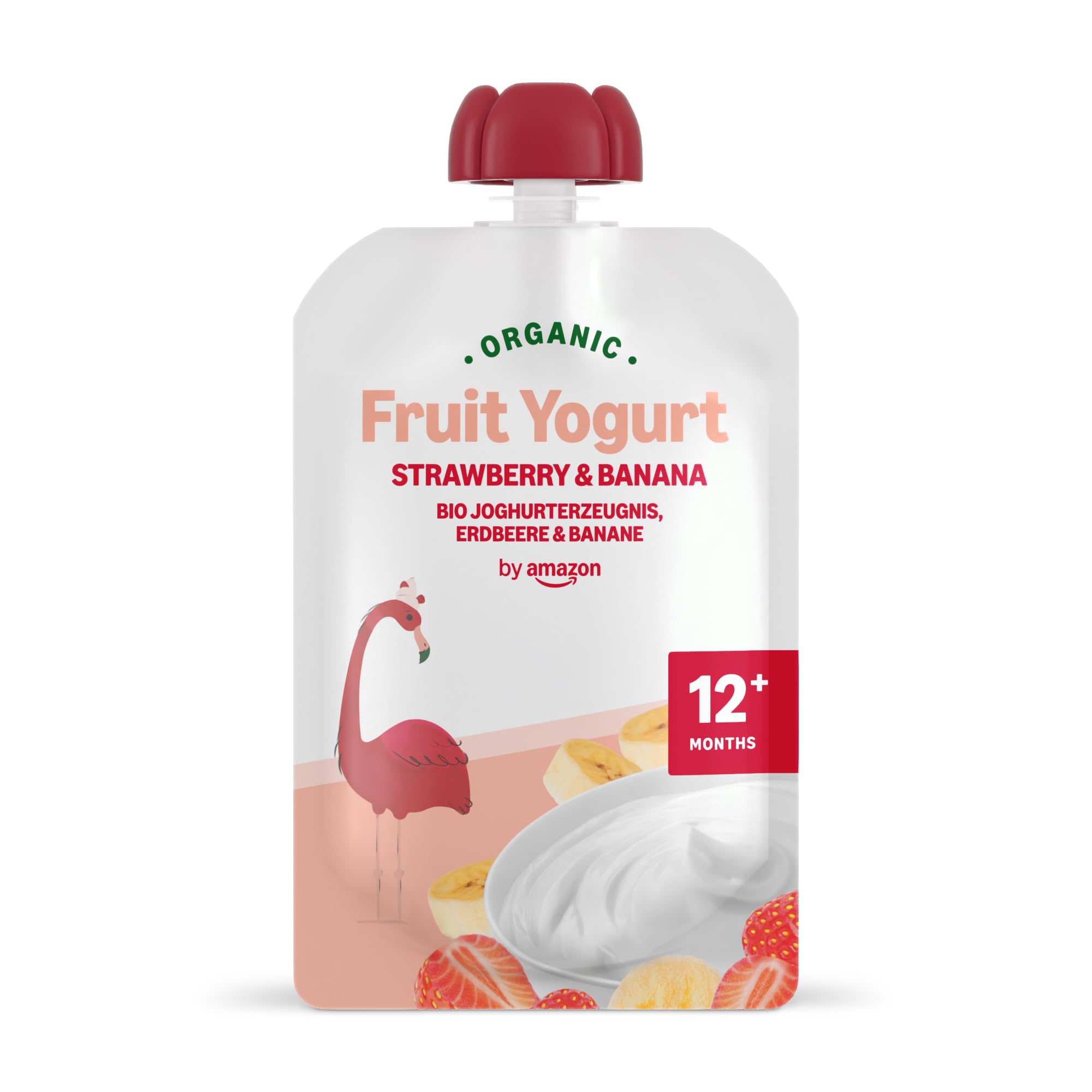 Mama Bear Yogur Ecológico con Puré de Fresa, Plátano y Zanahoria Morada, 90g, Paquete de 6