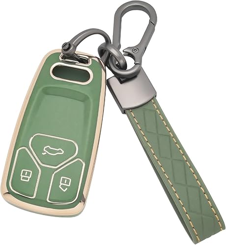 Miniatura 20 de Xotic Tech - Funda protectora de TPU con 3 botones de protección completa para llave sin llave, control remoto, con llavero compatible con Audi A3