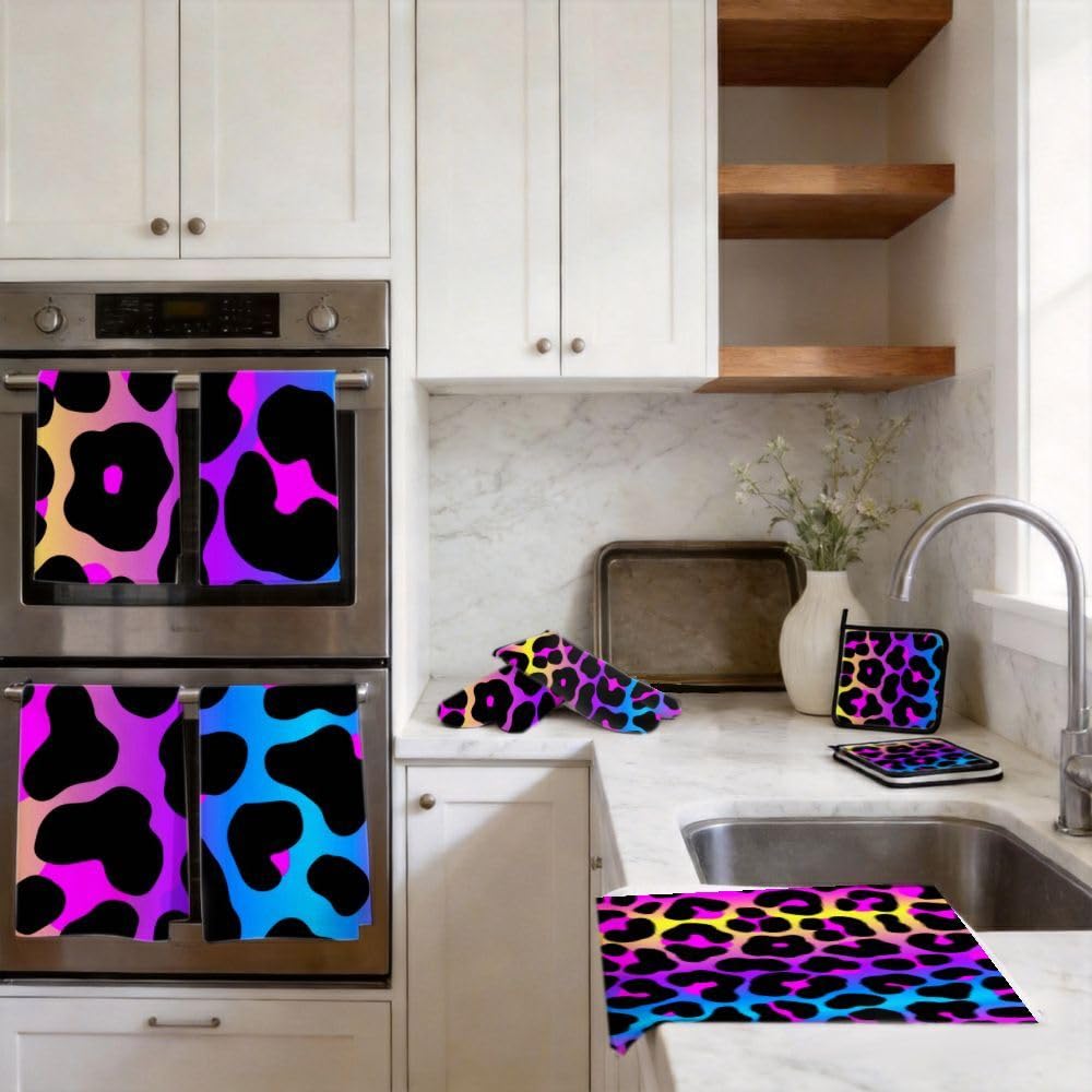 9PCS Neon Leopard Stampa Cucina Decor e Accessori Set