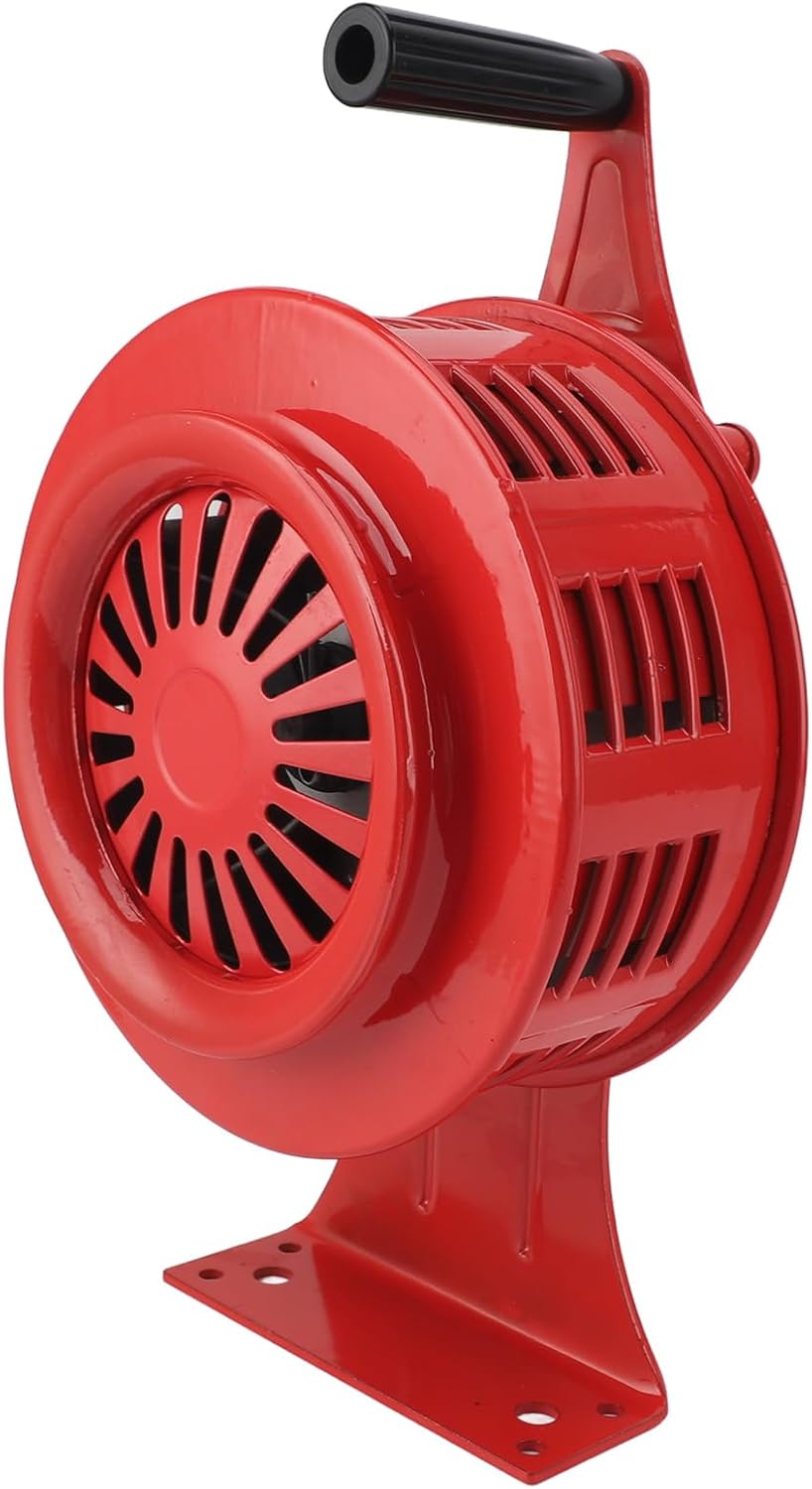 Luqeeg Hand Crank Sound Alarm, Adjustable Volume Watertight Aluminum Alloy Manual Operated Siren for Emergency, with Large Effective Range, Self Guard Tool (Red)