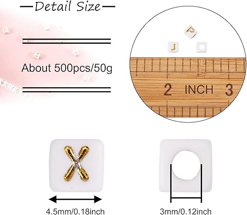 Vista 226 de FASHEWELRY 300 cuentas de letras acrílicas blancas de 0.236 x 0.236 pulgadas (0.236 x 0.236 in), cuentas del alfabeto para hacer pulseras