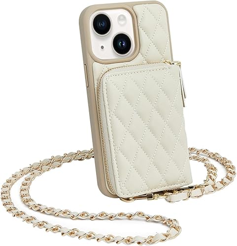 Miniatura 49 de LAMEEKU for iPhone 15 Pro Case Wallet, Crossbody Wallet Purse with Card Holder, Quilted Leather Zipper Wrist Strap RFID Blocking Cover for Women for