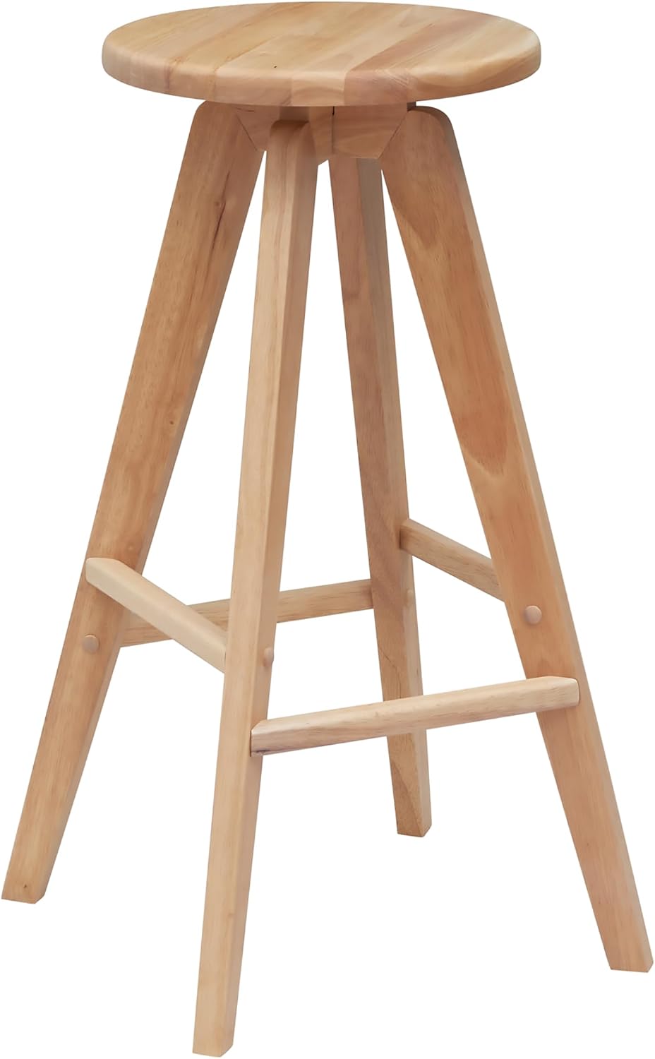 JONATHAN Y Ceren 30.5" Natural Solid Rubber Wood Backless Bar Stool, Modern Round Seat Wood Barstool with Integrated Footrest for Kitchen Island and Home Bar BSL2001A