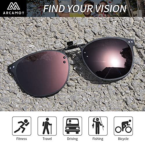 Image of Clip on Sunglasses Over Prescription Glasses Polarized Anti Glare Flip Up UV Protection Glasses For Men Women