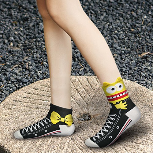 Kony Women's Girls Casual Funny Novelty Crew Socks, Cute Animals Printed Pattern - Gift For Pet Animal Lovers (Sneaker - 5 Pairs) #TOP2
