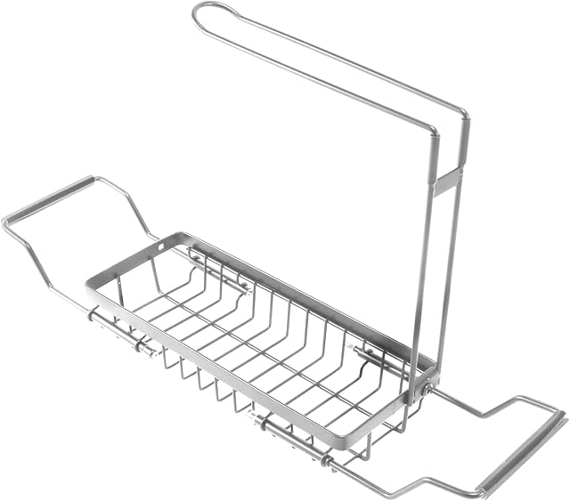 YEHEI Stainless Steel Telescopic Sink Storage Rack - Expandable Storage Drain Basket Sponges for Hygienic Organization-Silver