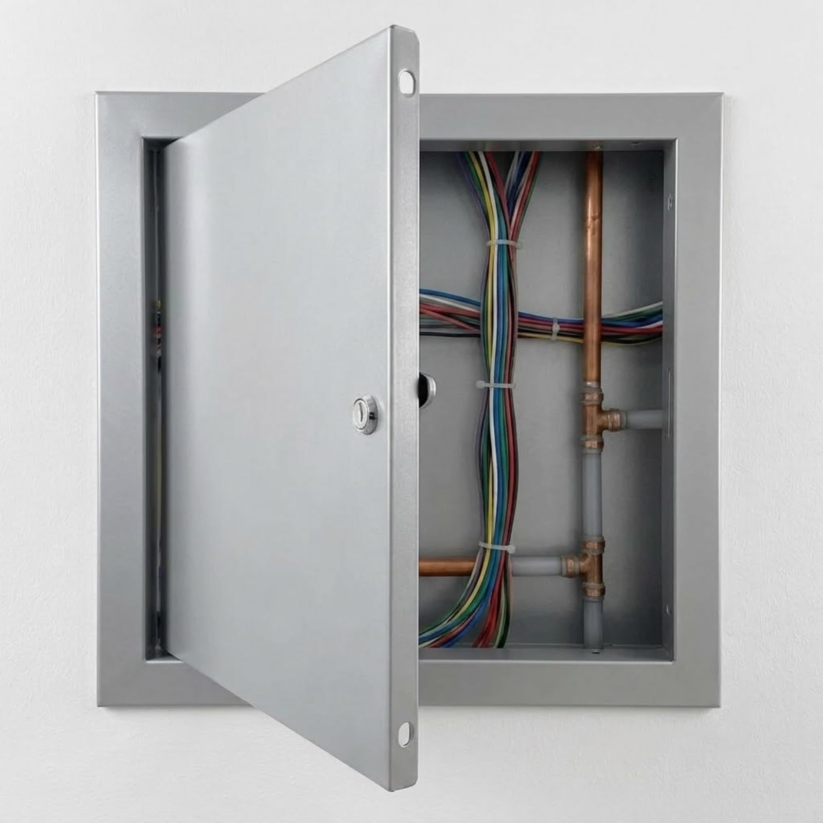 30x30cm White Aluminium Access Panel with Key Lock, Metal Inspection Hatch Flush Fit Access Panel for Plasterboard Wall Ceiling Plumbing(Gray,75x80cm)