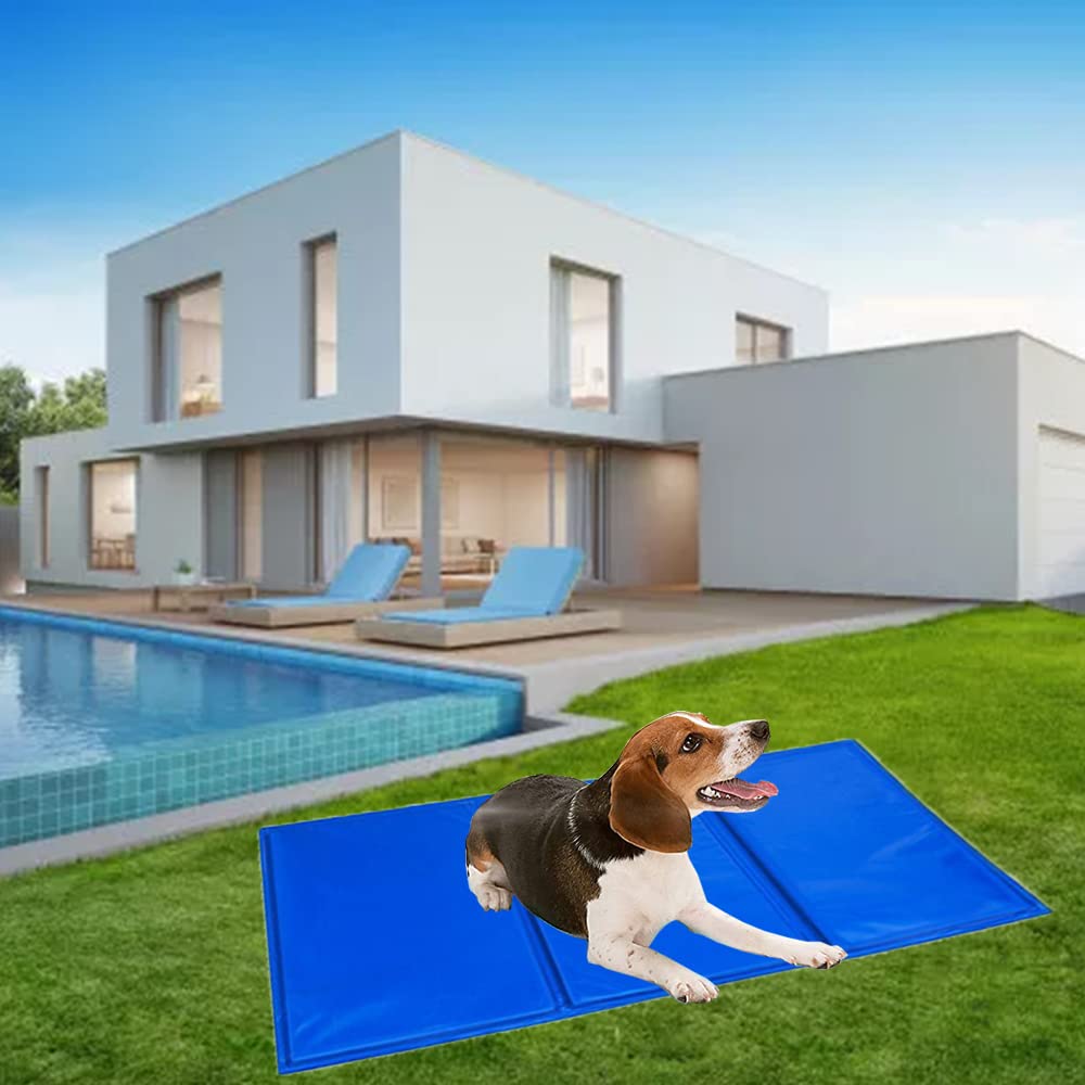 Hunde-Kühlmatte, Gel-Matte, Druckkühlkissen für Katzen und Hunde, für drinnen und draußen, Auto, Sommer (90 x 50 cm)