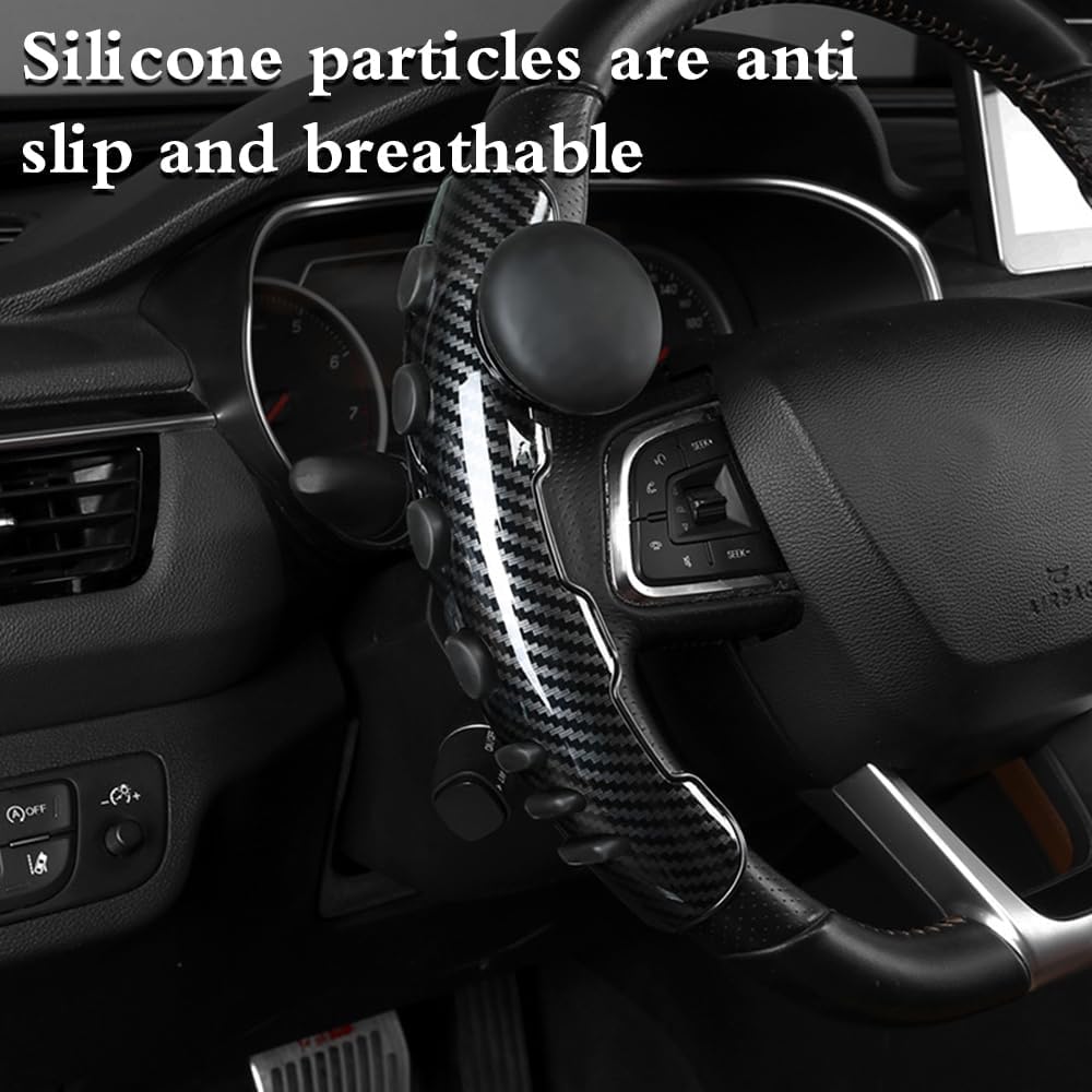 2PCS Steering Wheel Covers, Anti Slip Car Steering Wheel Sleeves with Steering Wheel Spinner Knobs for Most Cars