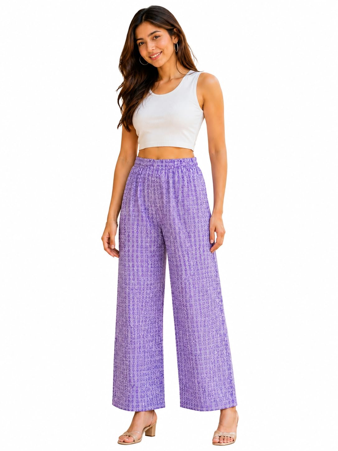 Women Printed Wide Leg Pants-image-25
