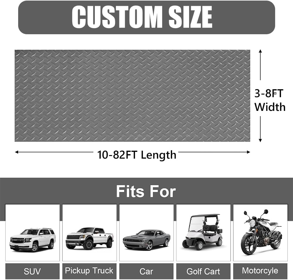 Petgrow 2.8mm Thickened Garage Floor Mat, Custom Size Parking Mat Heavy Duty Non-Slip PVC Floor Protector for Under Car,Golf Cart,Rubber Motorcycle Mat, Large SUVs,MPV, Pickup Truck,Gray