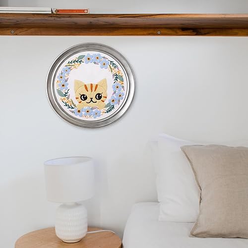 Miniatura 7 de Lurrose Kit de bordado de gato, kit de bordado para principiantes, kit de bordado fácil, tela de bordado, manualidades para gatos, kit de práctica