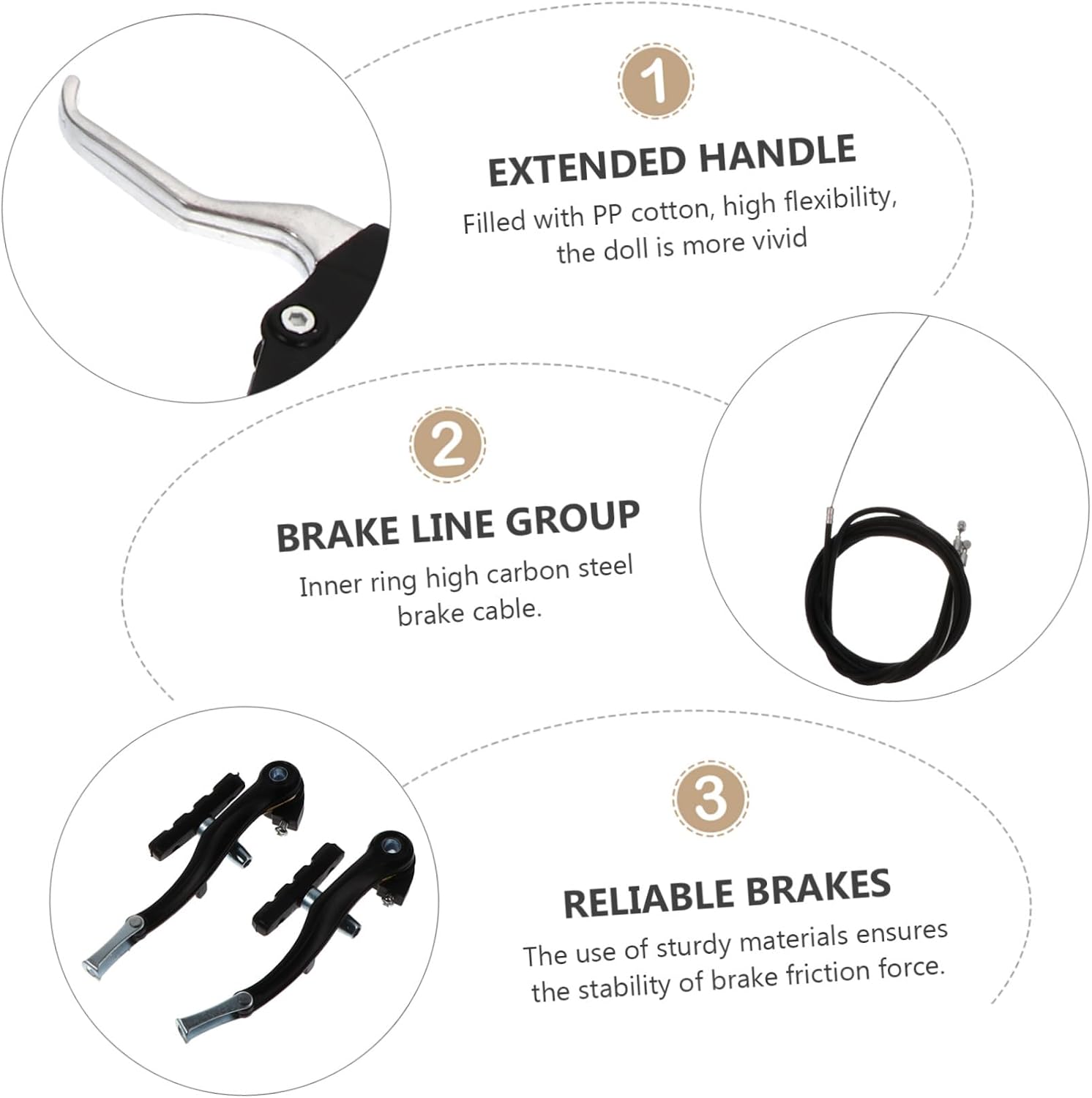SOLUSTRE Mountain Bike Brake Set All-Aluminum V-Shape Brake Lever for Folding and Mountain Bikes