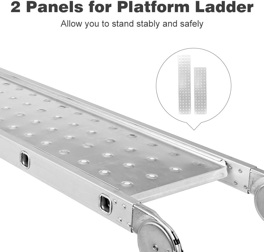 Finether Aluminium Folding Ladder 19ft Multi-Purpose Extension Ladder Heavy Duty with Safety Locking Hinges and 2 Panels EN131 Certified Four-Fold Ladder 331 Lbs Capacity