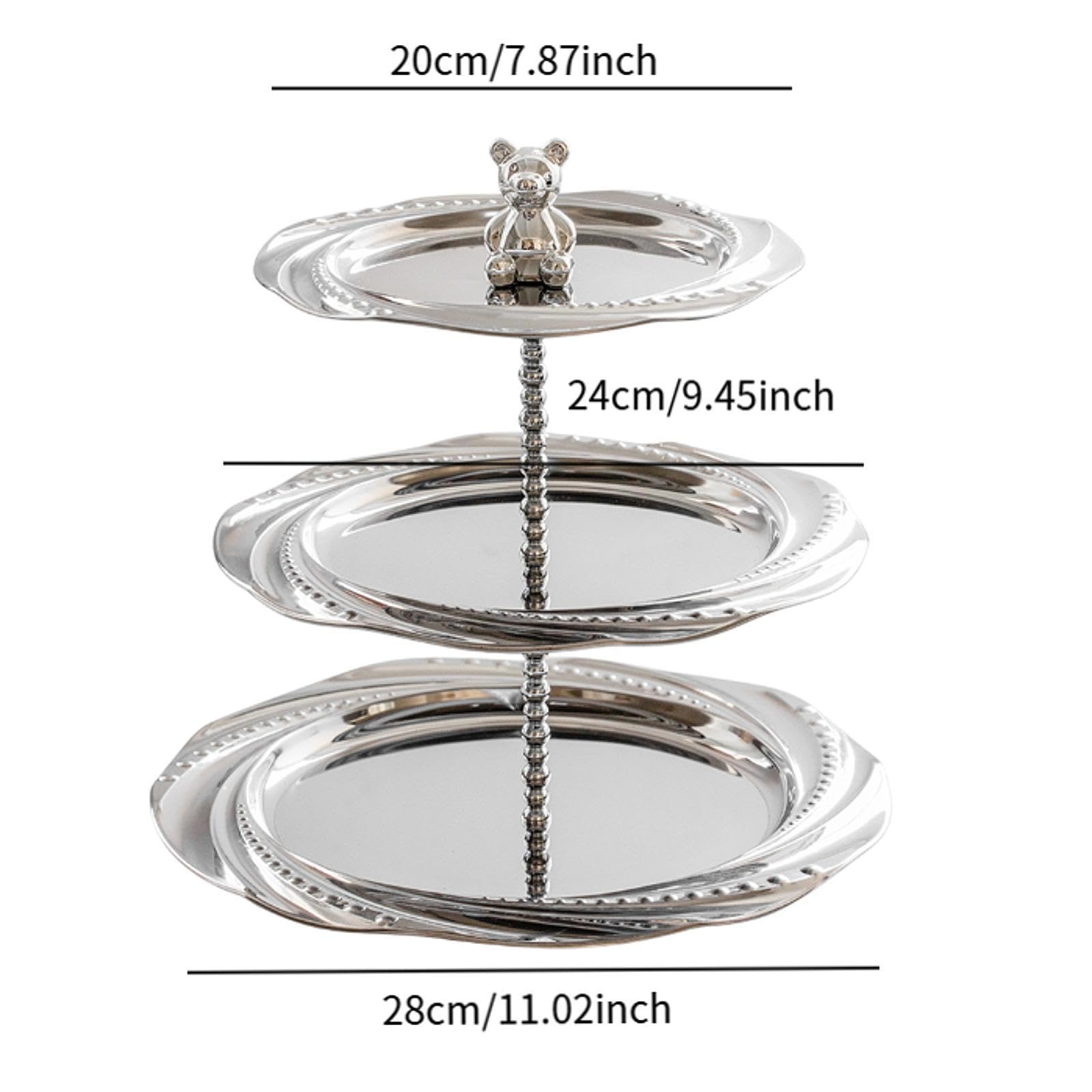 Bandeja para Servir Postres con Soporte para Cupcakes en Y Pequeña Figura de Oso, Moderna Bandeja para Servir, Expositor de Joyas para año, 20 Cm 24 Cm 28 Cm