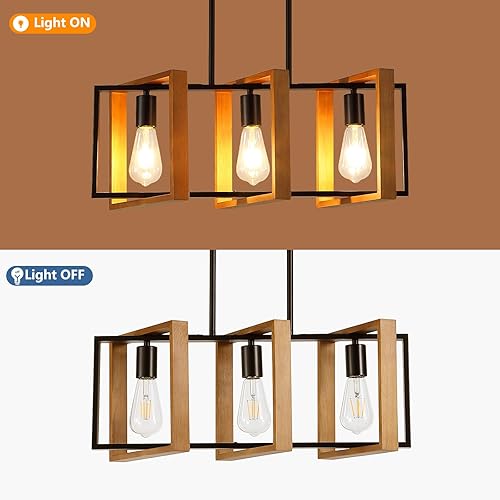 Miniatura 6 de Iluminación de isla de cocina de 23.6 pulgadas, lámpara de araña de mesa de comedor de 3 luces, luz de isla rectangular para comedor y sala de