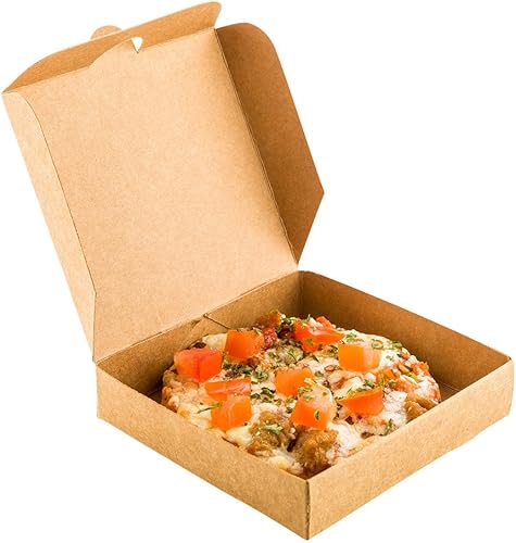 Restaurantware Cajas de pizza de 3.5 x 3.5 x 0.8 pulgadas, 100 cajas de pizza pequeñas desechables cierres duraderos en pizzas, galletas o