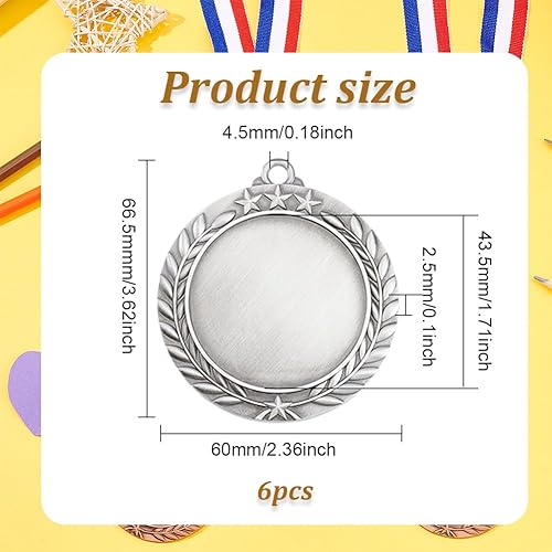 Miniatura 2 de FINGERINSPIRE Medallas de premio en blanco de 1.71 pulgadas Medallas de plata Grupo de medallas de plata redondas planas Regalo de premio Haz tus