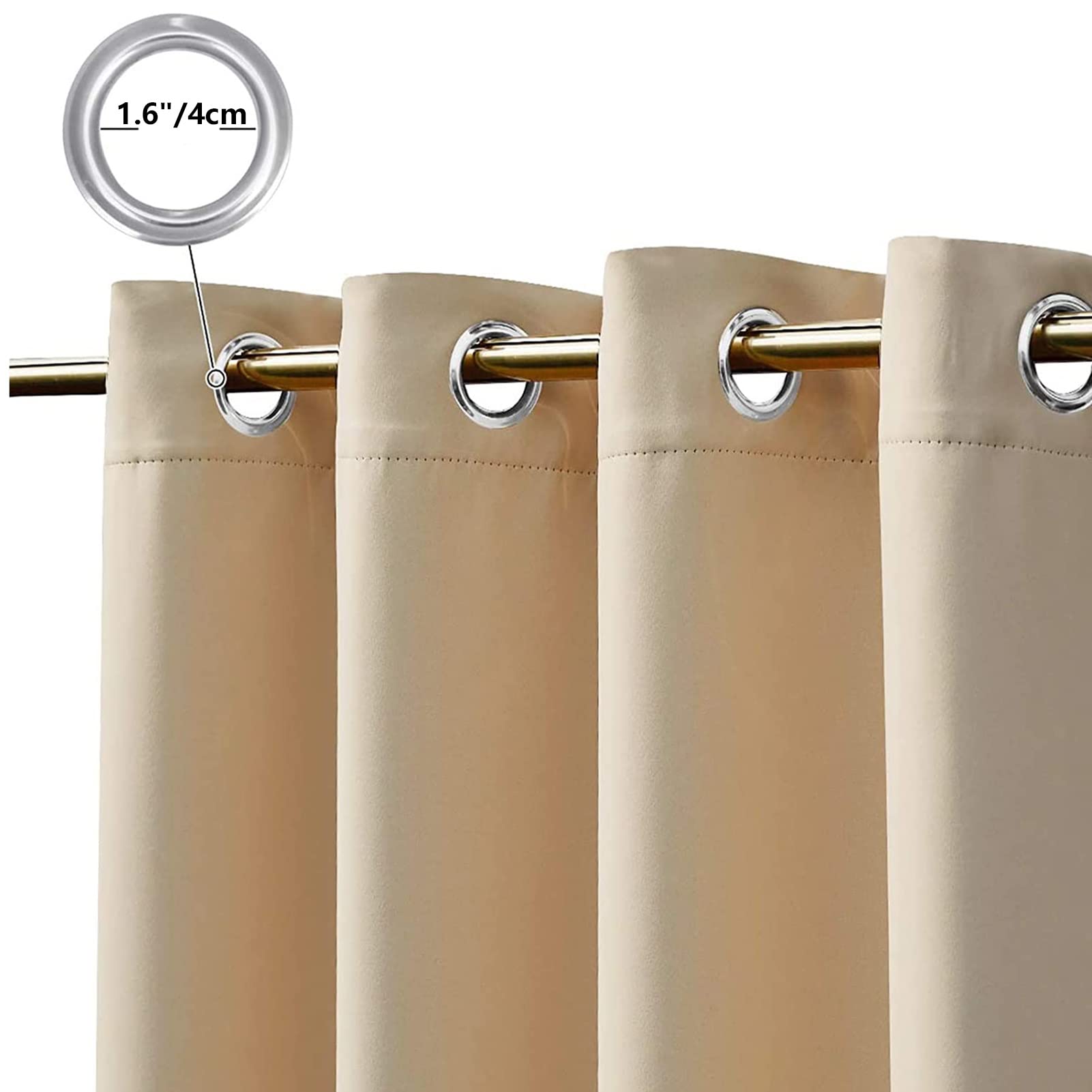Rideau Exterieur Terrasse avec Oeillets en Haut et Bas Coupe-Vent Rideau Pergola Extérieur Imperméables Rideau Occultant pour Jardin Terrasse Pavillon (Color : Beige, Size : 1.5x2.5m)