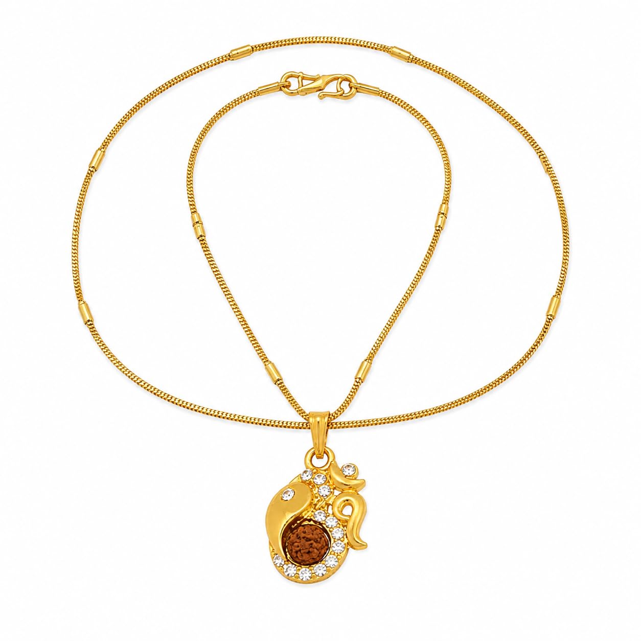m men style Shiv Hari Shree Ganesh Ekdant Locket with Chain Gold Brass Religious Pendant Necklace Chain for Men and Women SPn06001-picture-30