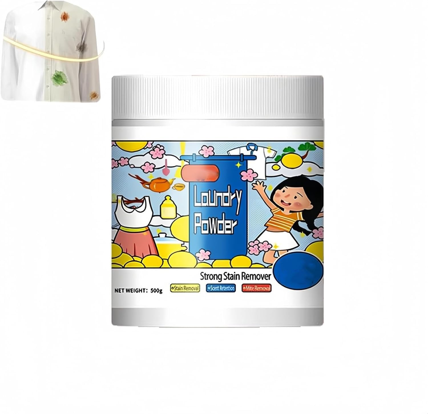 Oxygen Laundry Powder, Concentrated Laundry Detergent, Concentrated Strong Stain Remover for Clothes, Natural Stain Remover and LaundryWhitener, Gentle on Fabrics Removes Sweat Oil Fruit Stains