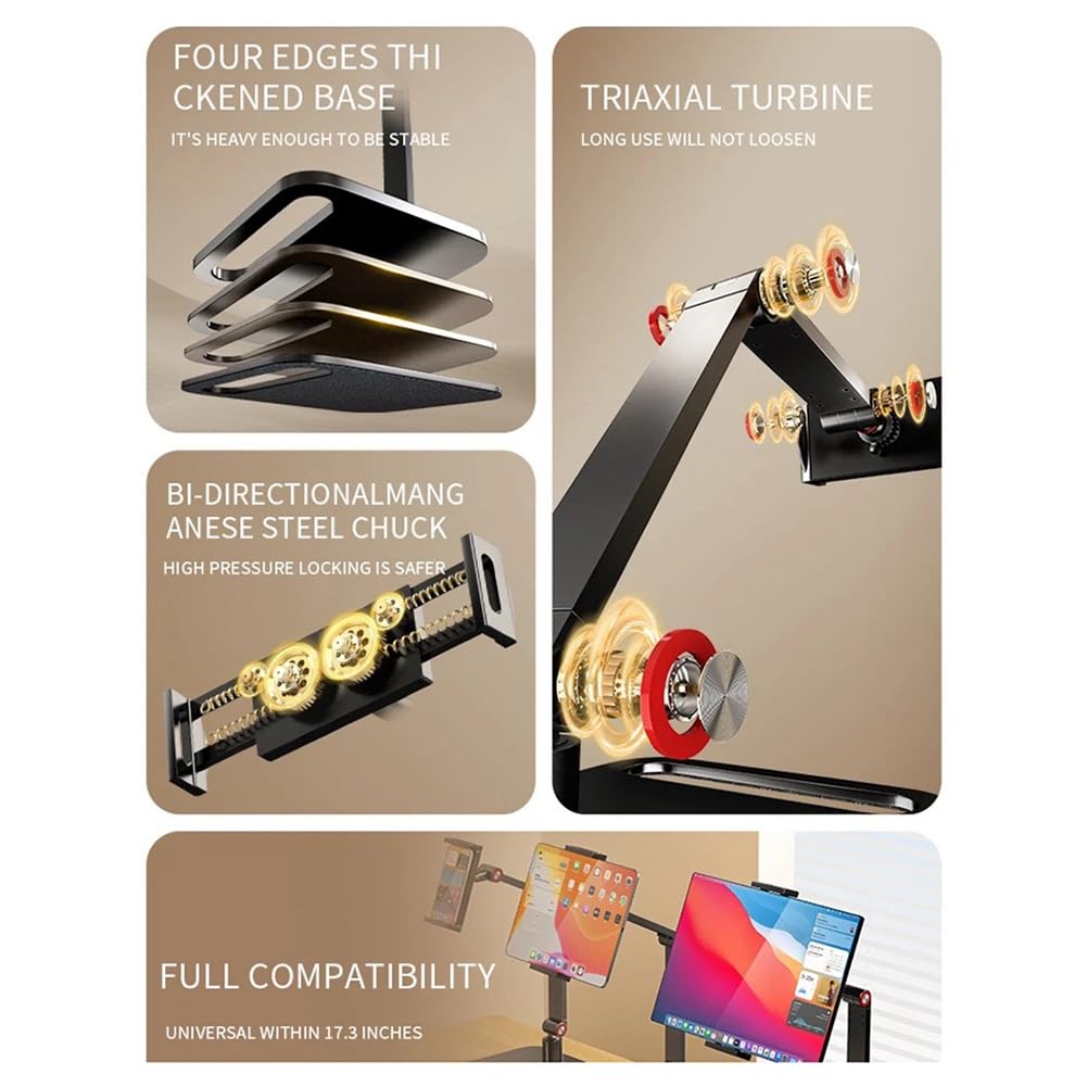 Support de Moniteur Portable Support Réglable Pivotant à 360° Support de Tablette Compatible avec Le Support de Serrage de Bureau pour Tablette